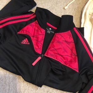 Adidas pink and black track jacket